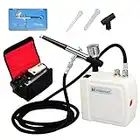 Voliamart Airbrush Compressor Kit 0.3mm 7cc Dual Action Airbrush Kit with Tank,Mini Air Brushes Kit for Makeup Nail Art Body Paint Chocolate Cake Decorating