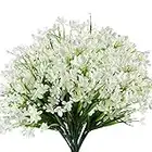 URSTOUD 6 Bundles Artificial Daffodils Flowers, Fake Artificial Greenery UV Resistant No Fade Faux Plastic Plants for Wedding Bridle Bouquet Indoor Outdoor Garden Kitchen Office Table Vase (White)