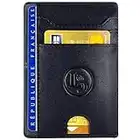 Porte Carte De Credit et Pièce Identité Minimaliste - Protection Cartes Bleue sans Contact - Petit Etui Cuir Slim Protege Contre Le piratage Bancaire - Portefeuille Mince Anti RFID