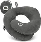 BCOZZY Neck Pillow for Travel Provides Double Support to The Head, Neck, and Chin in Any Sleeping Position on Flights, Car, and at Home, Comfortable Airplane Travel Pillow, Size Large, Gray