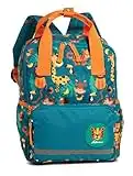 Kinderrucksack für Jungen mit Tiermotiven– Kindergartenrucksack von 3-6 Jahren mit Tigern, Affen, Giraffen und vielen mehr, Kita- und Kindergarten Rucksack – 30cm x 23cm x 12cm - 8L Petrol/Orange