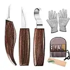 Wood Carving Tools, 7 in 1 Wood Carving Kit with Carving Hook Knife, Wood Whittling Knife, Chip Carving Knife, Gloves, Carving Knife Sharpener for Beginners Woodworking kit