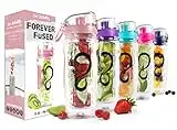 Live Infinitely 32 oz Fruit Infuser Water Bottle - Featuring a Full Length Infusion Rod, Flip Top Lid, Dual Hand Grips & Recipe Ebook Gift - Fruit Infused Water Bottles (Rose, 32 oz)