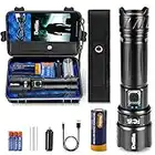 Deilin Torch, Led Super Bright 10000 Lumens Torches, Type-C Rechargeable Powerful Torch with 5000mah 26650 Battery, Zoomable & 5 Modes, Gift Holster & AAA Batteries for Dog Walking, Hiking & Outdoor