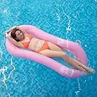 Myir Inflatable Swimming Lounger Pool Float, Water Hammock Floating recliner Inflatable Floating Bed Summer Outdoor Ocean Lake Adults Kids (Pink)