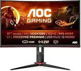 AOC Gaming C27G2U - 27 Zoll FHD Curved Monitor, 165 Hz, 1ms, Freesync Premium (1920x1080, HDMI, DispalyPort, USB Hub) schwarz/rot