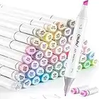 Ohuhu Pastel Markers Alcohol Based - Double Tipped Art Marker Set for Artists Adults' Coloring Sketching Illustration - 48 Colors + 1 Alcohol Markers Blender - Chisel & Fine - Oahu of Ohuhu Markers