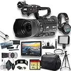 JVC GY-HM250 UHD 4K Streaming Camcorder W/ 2 X 64GB Memory Card, Tripod, Rode Mic, External Monitor, Sony Pro Headphones, Case, LED Light, and More Premium Bundle