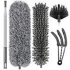 MagicQCraft Microfiber Feather Duster 5PCS,30 to 100" Extendable Long Handle Duster, Washable Dusters for Cleaning Ceiling Fan, High Ceiling, Blinds, Furniture & Cars