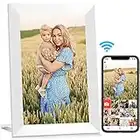 AEEZO Wifi Digital Picture Frame, IPS Touch Screen smart Cloud Photo Frame with 16GB Storage, Easy Setup to Share Photos or Videos via Free Frameo APP, Auto-rotate, Wall Mountable (White)