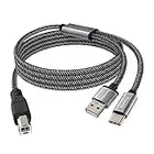 MOSWAG Cable de impresora 2 en 1 USB C a USB B 1,5 m con cable de impresora USB Cable de impresora USB A-Macho a B-Macho Compatible con impresoras MacBook Pro, HP, Canon, Brother, Samsung