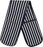 Butcher Stripe Quilted Double Oven Gloves Kitchen Restaurant Home Mitts Heat Resistant Pot Holder Pan Holder Tray Holder for Cooking BBQ Grill 100% Cotton Double Oven Gloves