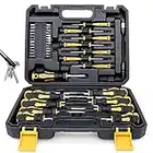 Magnetic Screwdrivers Set with Case, Amartisan 42-piece Includs Slotted, Phillips, Hex, Pozidriv,Torx and Precision Screwdriver Set Tools for Men