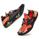 Copulan Outdoor Mens Water Shoes Barefoot Quick-Dry Sneakers Athletic Sports Shoes for Surfing,Kayaking,Boating,River Tracing,Hiking,Beach Walking Orange