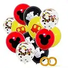 Mickey Party Globos 40 Pack,12 pulgadas Globos de látex Rojo Negro Amarillo Color Confetti Balloons Kit para Baby Shower Mickey Theme Party Supplies Suministros para fiestas de cumpleaños Decoraciones