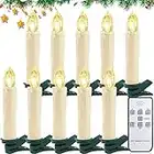 Frasheng 10 velas LED sin llama,LED Velas de luz,Vela Cónica LED Sin Llama,Luz de Velas Parpadeantes,Velas cónicas LED para el árbol de Navidad con Clips remotos y extraíbles,para navidad decoracion