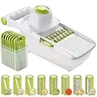 ADOV Mandoline Slicer All in 1, Kitchen Mandolin Vegetable Cutter Grater with Multifunction Interchangeable Stainless Steel Blades and Food Container for Julienne Fruit Veg Onion Potato Tomato Slicing