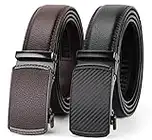 JASGOOD 2 Pack Leather Ratchet Dress Belt for Men Perfect Fit Waist Size up to 44inches with Automatic Buckle,J-Black+Coffee(Black+Coffee Buckle),Suit Pant Size 28-44 Inches