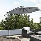 Sombrilla Colgante Parasol excéntrico para Balcón Terraza Jardín Diámetro Pantalla 270 cm Protector Ajustable Mástil de Acero con Manivela Gris