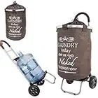 Laundry Trolley Dolly, Brown Laundry Bag Hamper Basket Cart with Wheels Sorter