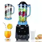 Blender Mixeur Professionnel Mélangeur Multifonction 3 En 1 Smoothie Maker,Blender avec fonction minuterie 3L,1200W Électrique Blender Mixer 6 Lames Acier Mixeur Robot Culinaire Nettoyage Automatique