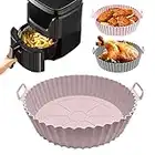 Air Fryer Silicone Pot, 2 Stück Heißluftfritteuse Silikon Backblech, 18cm Silikoneinsatz für Heißluftfritteuse, Wiederverwendbar Silikon Backform für Heißluftfritteuse für Mikrowelle Dampfgarer