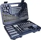 Bosch 103 uds. Set de brocas y puntas de atornillar de titanio (para madera, mampostería y metal, incluye sierras de corona y brocas fresadoras planas, accesorios para taladro y destornillador)