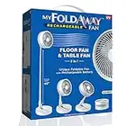 My Foldaway Rechargeable Fan All in 1 Portable Fan for Bedroom & Standing Fan, Desk Fan, Mini Fan, Floor Fan, Quiet Small Ventilateur Sur Pied, Table/Stand Fan Extendable from 4”- 40” As Seen on TV