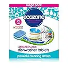 Ecozone Ultra All-In-One Dishwasher Tablets, Effective Cleaning Formula Cuts Through Grease & Grime, Natural Vegan & Non Toxic Tabs, Plant Based Plastic-Free, Leaves No Residue (Box of 72 Capsules)