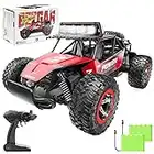 BEZGAR TB141 Remote Control Cars - 1:14 Scale RC Car, 2WD 20KM/H All-Terrains Toy Off Road Vehicle Monster Truck with Two Rechargeable Batteries for Boys Kids Adults and Girls, Red