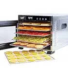 Deshydrateur Alimentaire Vita5 Nobel Pro 6 - Déshydrateur avec Minuterie 24h et Température 35-75 °C - Deshydrateur Viande, Fruits, Champignons - 650W Déshydrateur Alimentaire Inox 6 Plateaux