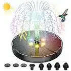 ALUKIKI Solar Fountain 4W Bird Bath Fountains Pump Upgraded Glass Panel Solar Powered Water Fountains with Color LED Lights 7 Nozzles & 4 Fixers for Garden Small Pond Outdoor Swimming Pool Fish Tank
