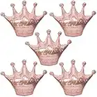 HORUIUS Rose Gold Crown Balloons Crown Shaped Foil Mylar Balloons for Baby Shower Kids' Girls Wedding Birthday Party Supplies Decorations 30 Inchs 5PCS