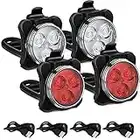 Bike Lights Set, Bike Lights Front and Back, LED Bicycle Front Lights and Tail Light Battery Power, IPX4 Waterproof Bright 4 Light Mode Bike Light, Ideal for Mountain or Road Bikes