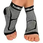 TechWare Pro Ankle Brace Compression Sleeve Relieves Achilles Tendonitis, Joint Pain. Plantar Fasciitis Foot Sock with Arch Support Reduces Swelling & Heel Spur Pain. (Black, L / XL)