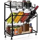 BELLE VOUS Especiero Cocina de 3 Niveles - Organizador Especias y Botes – Estante de Sobremesa Negro para la Cocina/Alacena para Colocar Hierbas y Especias – Ideal para Gabinetes, Mesas y Despensas