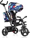 Lionelo Haari 2in1 Bicicletta Triciclo e Passeggino Fronte Mamma o Fronte Strada Regorabile Compatto con Borsa Spaziosa e Portabibite Barra di Sicurezza Cinture a 3 Punti da 1 Anni Fino a 25kg (NAVY)