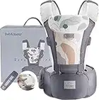 Bebear Mesh Newborn Baby Carrier Front and Back Carry Baby Newborns to Toddler Baby Hip Carrier with 3 Pieces Teething Pads (Mesh Grey)