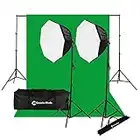 CanadianStudio Quick Set up Digital Video Continuous Softbox Lighting Green Backdrop Stand Kit