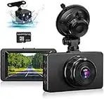 Dash Cam Front and Rear Camera, Dash Cams 1080P FHD Dash Camera 3"IPS Screen Dashboard Camera Night Vision,170°Wide Angle Loop Recording Motion Detection Parking Monitor G-Sensor Dashcam(with SD Card)