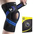 CAMBIVO Knee Brace with Side Stabilizers & Patella Gel Pads, Knee Compression Sleeve for Meniscus Tear, ACL, MCL, Arthritis, Injury Recovery, Adjustable Compression Knee Support for Women and Men(Upgrade Blue, Large)