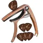 Anpro capodastre guitare ,Capo de guitare en grain de bois Avec 6 Mediators Unique , pour Guitare Acoustique et électrique, ukulélé, Mandoline et Banjo