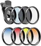 Apexel Kit filtro per lenti fotografiche per telefoni - 52 mm filtro a colori graduato (blu, giallo, arancione, rosso) CPL, ND32 e filtri a stella per Nikon Canon Gopro iPhone e tutti i telefoni