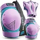 SKATEWIZ Knieschoner Kinder Armschoner Handgelenkschoner - Schoner Inliner Kinder Protektoren Set - Schützer Inline Skates Kinder - Knie und Ellenbogenschützer - Smash Größe S in Blau Violett