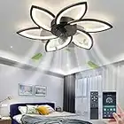 LENIVER 30" Smart Ceiling Fan with Lights Remote APP Control, Modern Flush Mount Bladeless , 3 Color 6 Speeds Low Profile Fan for Bedroom Living Room Kitchen - Black