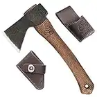 BeaverCraft Carving Axe Hand Forged with Sheath - Bushcraft Hatchet Camping Small Axe with Wood Handle - Bearded Wooden Axe Survival Hatchet AX1 Axe for Chopping Wood and Gardening