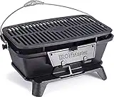 IronMaster CI-2020,Pre-Seasoned Large Cast Iron Charcoal Grill,Outdoor Camping Barbecue Cooking,BBQ Grill 2 Height Adjustment,Temperature Control & Charcoal Supply Ports,6+Servings