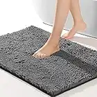 SONORO KATE Bathroom Rug 32"×20", Non-Slip Bath Mat, Soft Cozy Shaggy Durable Thick Chenille Bath Rugs for Bathroom,Easier to Dry, Plush Rugs for Bathtubs, Rain Showers and Under The Sink (Dark Grey)