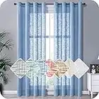 MRTREES Tende Voile Semitrasparenti per Interni In lino con Occhielli 140x145 CM Tenda Trasparente Moderne per Camera da Letto Soggiorno e Cucina Tende Piccole per Finestra Blu Navy 2 Pezzi