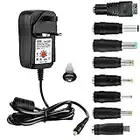 EFISH International Power Adapters Multifunctional Portable Power Transformers (Included USB),AC Supply Adapter 100-240V to DC 3V/4.5V/5V/6V/7.5V/9V/12V-MAX 2A (2000mA)+8 Different Plugs